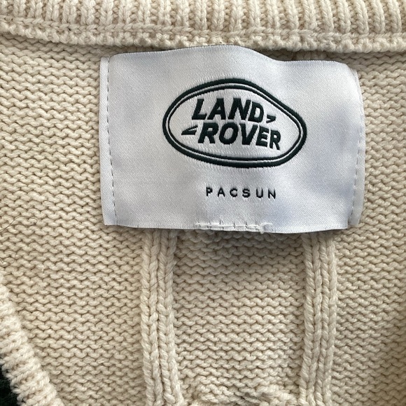 Pacsun /Land Rover Collab Cream Cable Knit CreamBlack VNeck Cotton Blend Vest XS - Picture 4 of 7